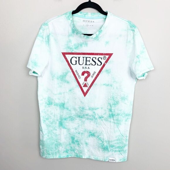 Guess Los Angeles Green Tie Dyed T-shirt Size Medium - Picture 1 of 5